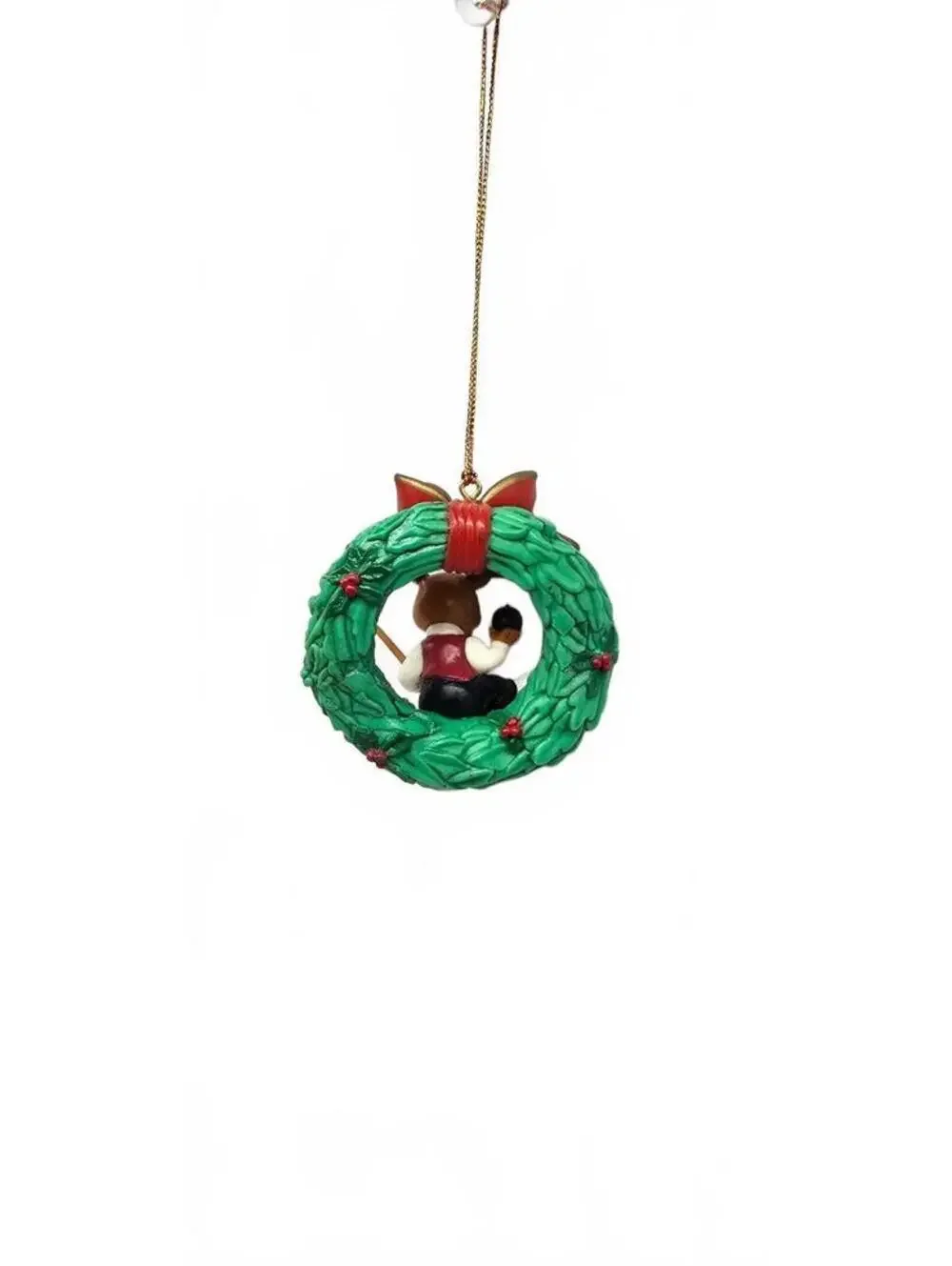 Christmas Pool-Themed Reindeer Wreath Ornament with Red Bow